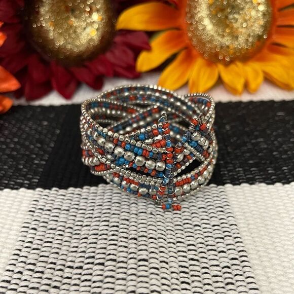 Beaded Cuff Bracelet Handmade  - Picture 1 of 5